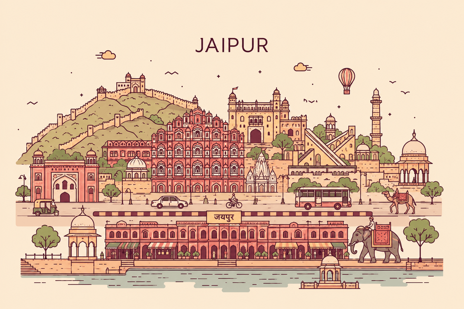 Jaipur city illustration